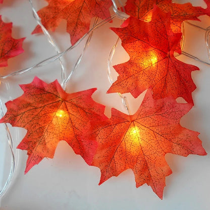 LED Maple Leaf Garland with Warm Autumn Glow