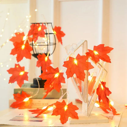 LED Maple Leaf Garland with Warm Autumn Glow