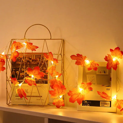 LED Maple Leaf Garland with Warm Autumn Glow