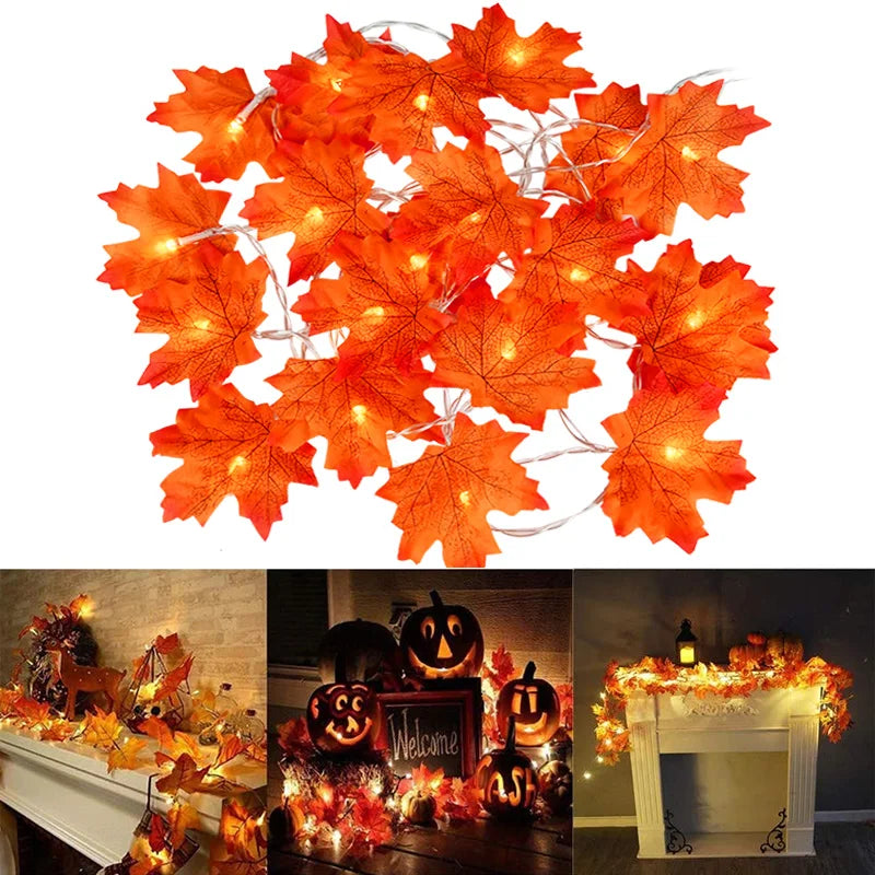 LED Maple Leaf Garland with Warm Autumn Glow